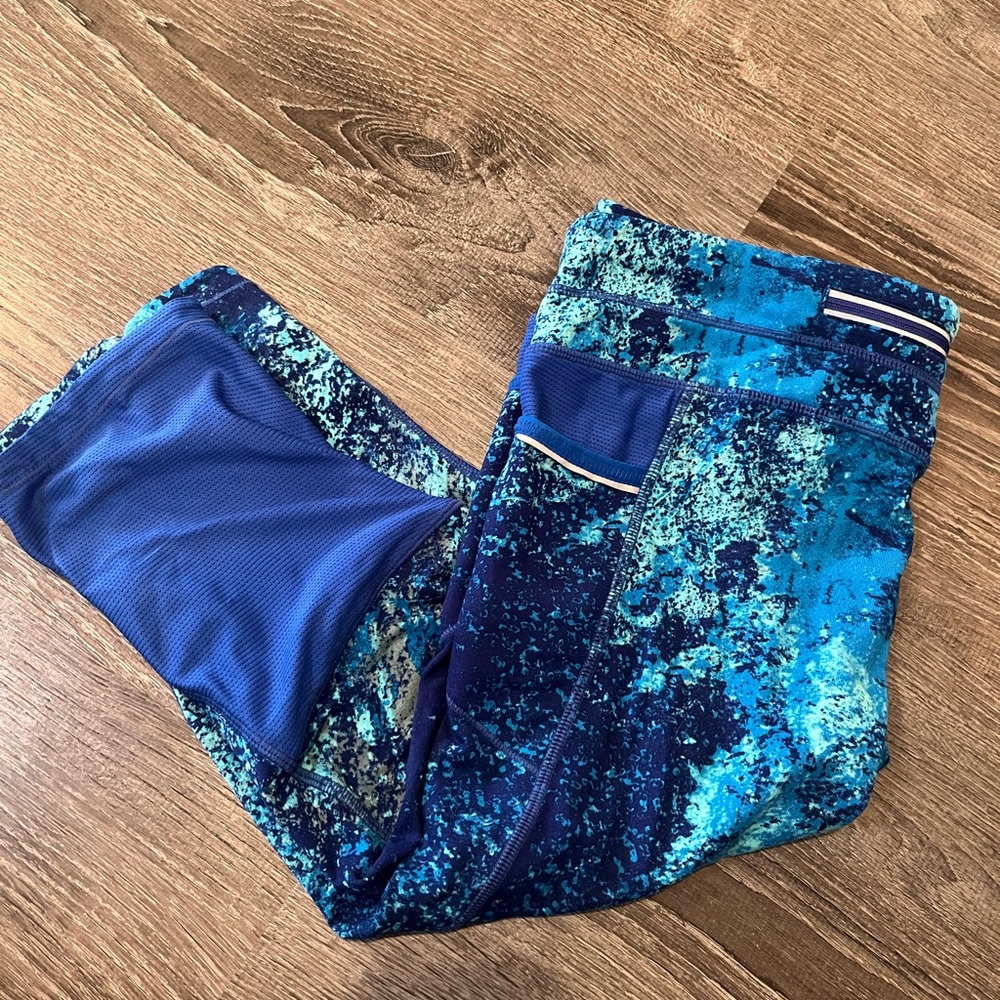 Blue and teal pattern crops-Athleta Medium